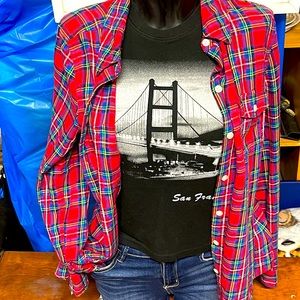 Pixie tank top with old navy plaid top